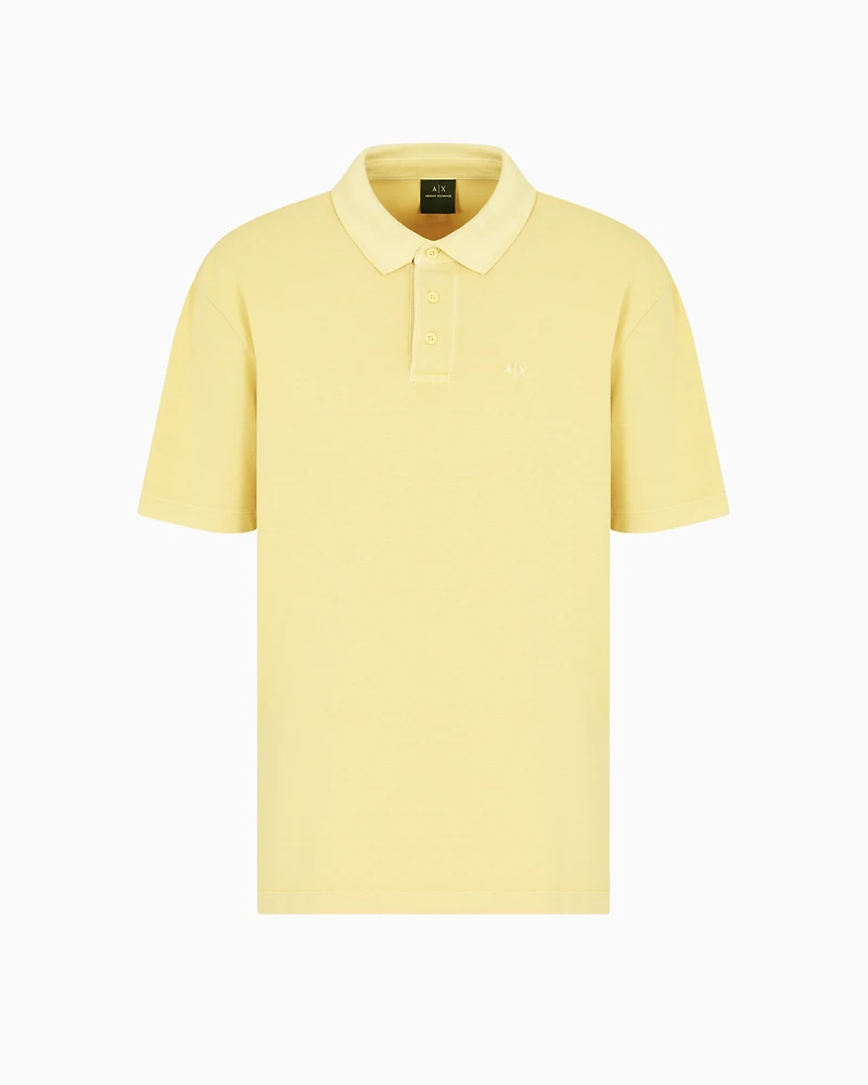 Used effect cotton piquet polo