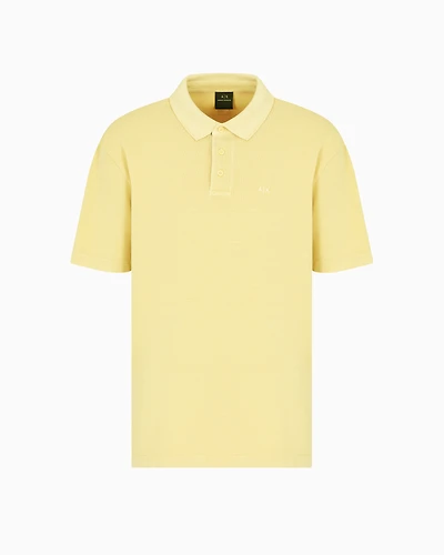 Used effect cotton piquet polo