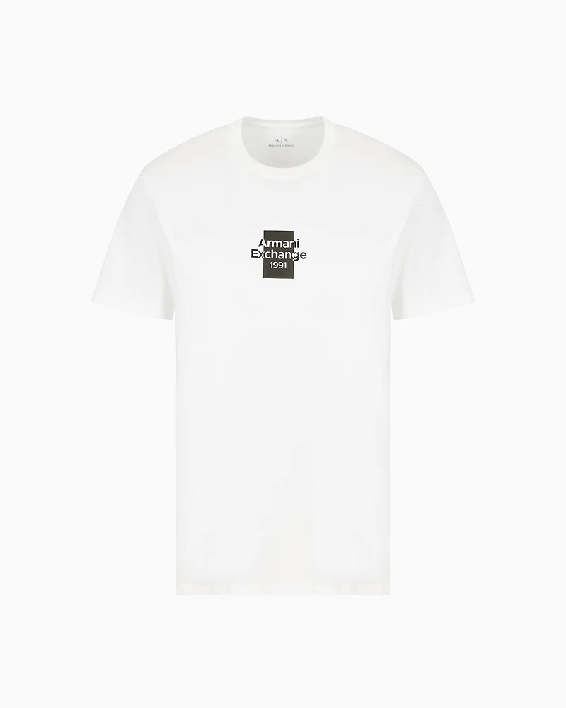 Armani Exchange - Regular fit cotton T-shirt with logo, Man, White, Size: