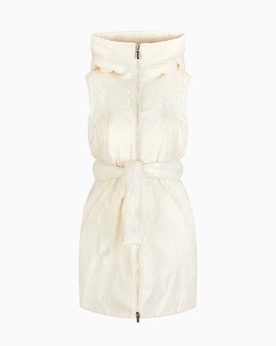 Long sleeveless jacket jacquard nylon with logo