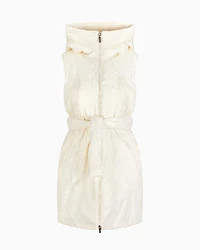 Long sleeveless jacket jacquard nylon with logo