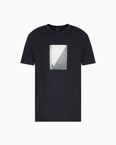 Armani Exchange - Regular fit T-shirt with photo print, Man, Navy Blue, Size: