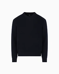 Armani Exchange - Ribbed cotton crew neck sweater, Man, Navy Blue, Size: M