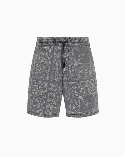 Cotton and linen Bermuda shorts with kaleidoscope print