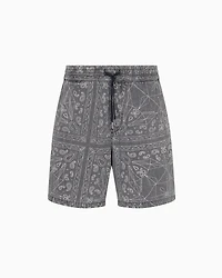 Cotton and linen Bermuda shorts with kaleidoscope print