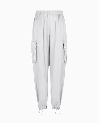 Cargo pants glitter satin fabric