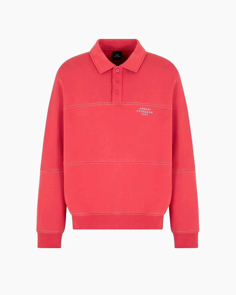 Bonded stretch polo sweatshirt