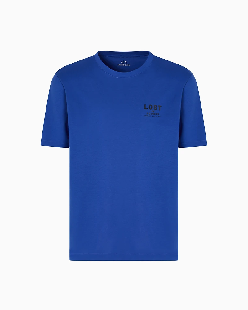 Armani Exchange - Regular fit T-shirt with print on the chest, Man, Blue, Size: