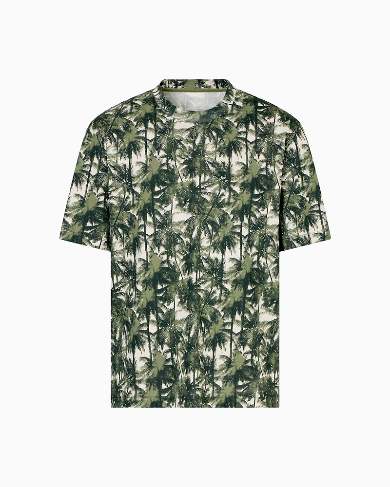 Regular fit palm tree patterned t-shirt