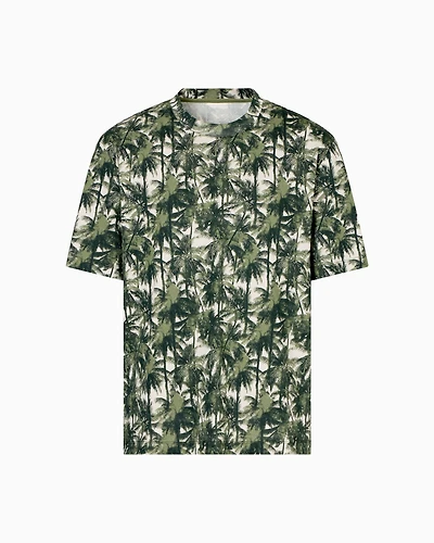 Regular fit palm tree patterned t-shirt