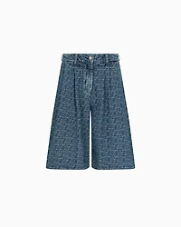 Denim Bermuda shorts with allover logo