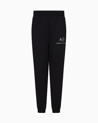 Jogger pants with logo and rhinestones