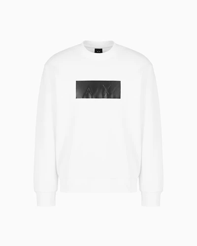 Armani Exchange - Crewneck sweatshirt with vinyl logo print, Man, White, Size: XS