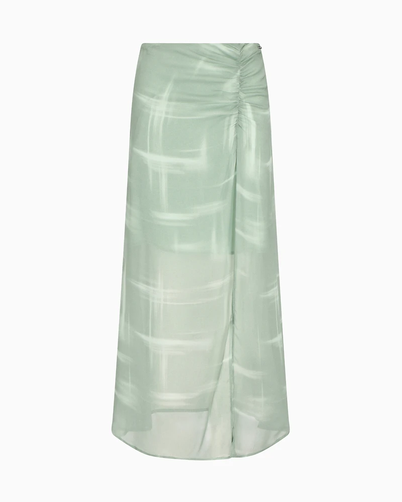 Draped Chiffon Midi Skirt