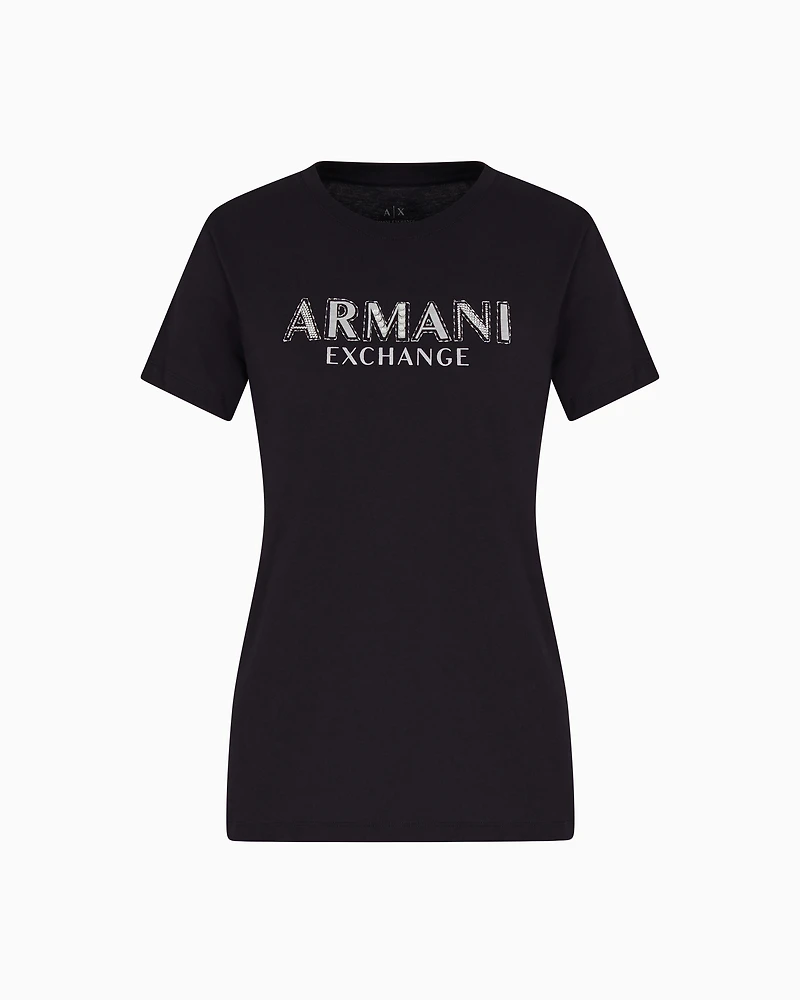 Regular fit T-shirt with metal logo