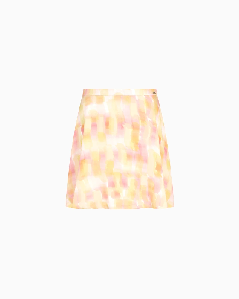 Flared skirt patterned satin