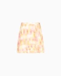 Flared skirt patterned satin