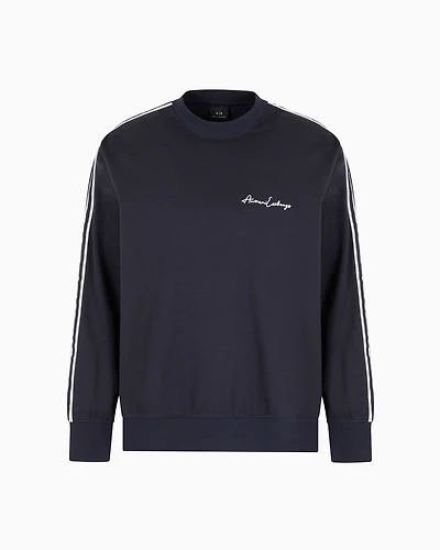 Armani Exchange - Logo Signature Crewneck Sweatshirt, Man, Navy Blue, Size: