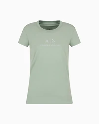 Slim fit T-shirt with logo and rhinestones