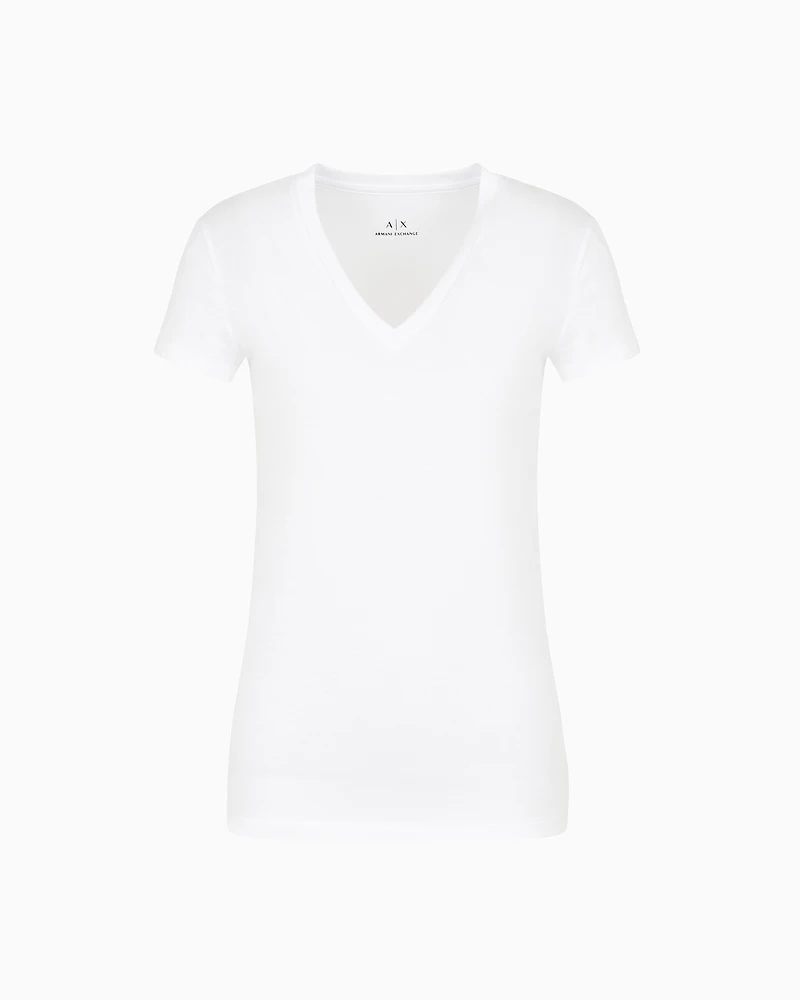 Armani Exchange - Slim fit T-shirt pima cotton jersey, Woman, White, Size: