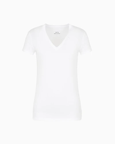 Armani Exchange - Slim fit T-shirt pima cotton jersey, Woman, White, Size: