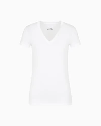 Armani Exchange - Slim fit T-shirt pima cotton jersey, Woman, White, Size: