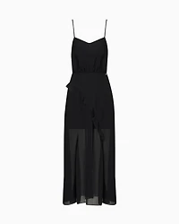 Long dress with slit crepe