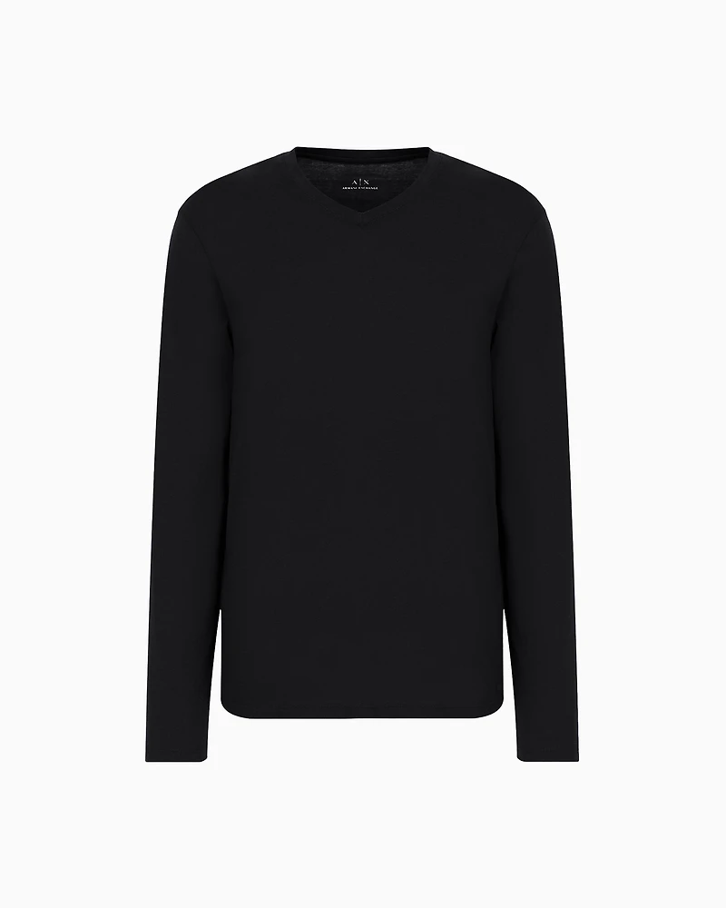 Pima Cotton Long Sleeve V-Neck T-Shirt