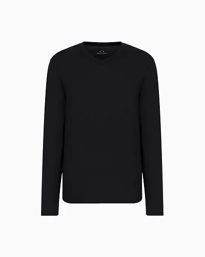 Pima Cotton Long Sleeve V-Neck T-Shirt