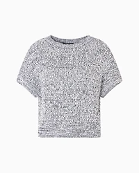 Perforated bouclé fabric sweater