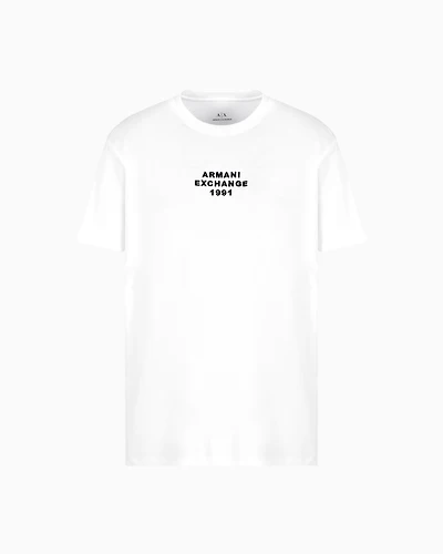 Armani Exchange - Regular fit T-shirt with logo lettering, Man, White, Size: