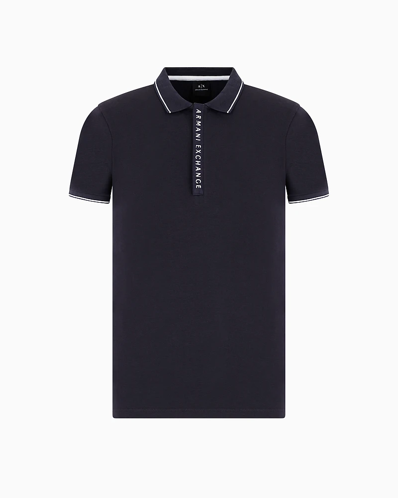 Polo with contrasting logo cotton spandex