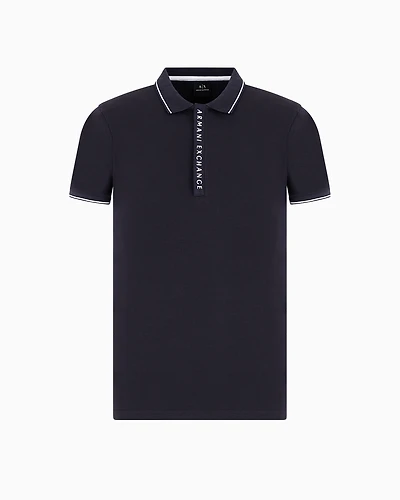Polo with contrasting logo cotton spandex