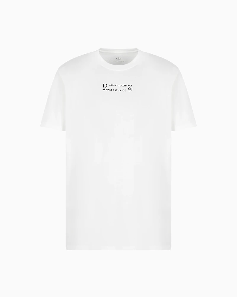 Armani Exchange - Regular fit T-shirt with logo lettering, Man, White, Size: