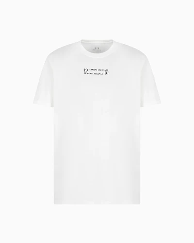 Armani Exchange - Regular fit T-shirt with logo lettering, Man, White, Size: