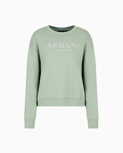 Crewneck sweatshirt with metal logo