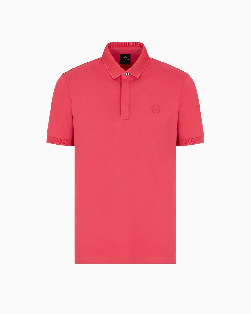 Slim fit stretch cotton polo with logo