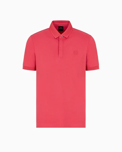 Slim fit stretch cotton polo with logo