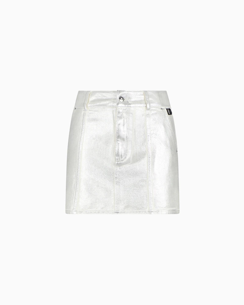 Stiff cotton mini skirt metal