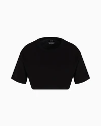 Cropped T-shirt with logo on the sleeves