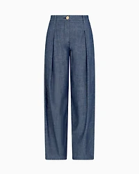Chambray trousers with pleats