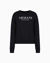 Crewneck sweatshirt with metal logo