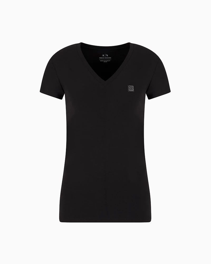 Armani Exchange - Slim fit T-shirt ASV jersey, Woman, Black, Size: