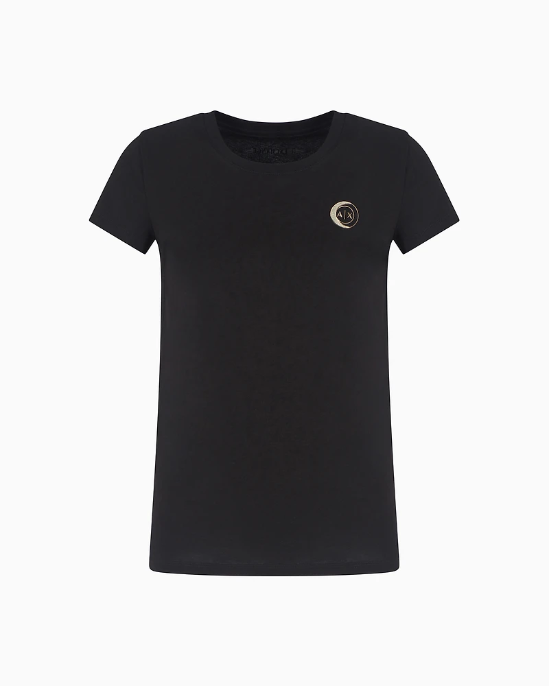 Jersey T-shirt with metal logo