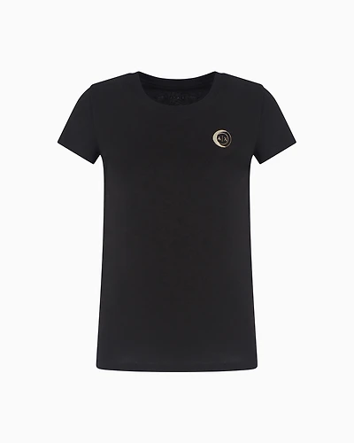 Jersey T-shirt with metal logo
