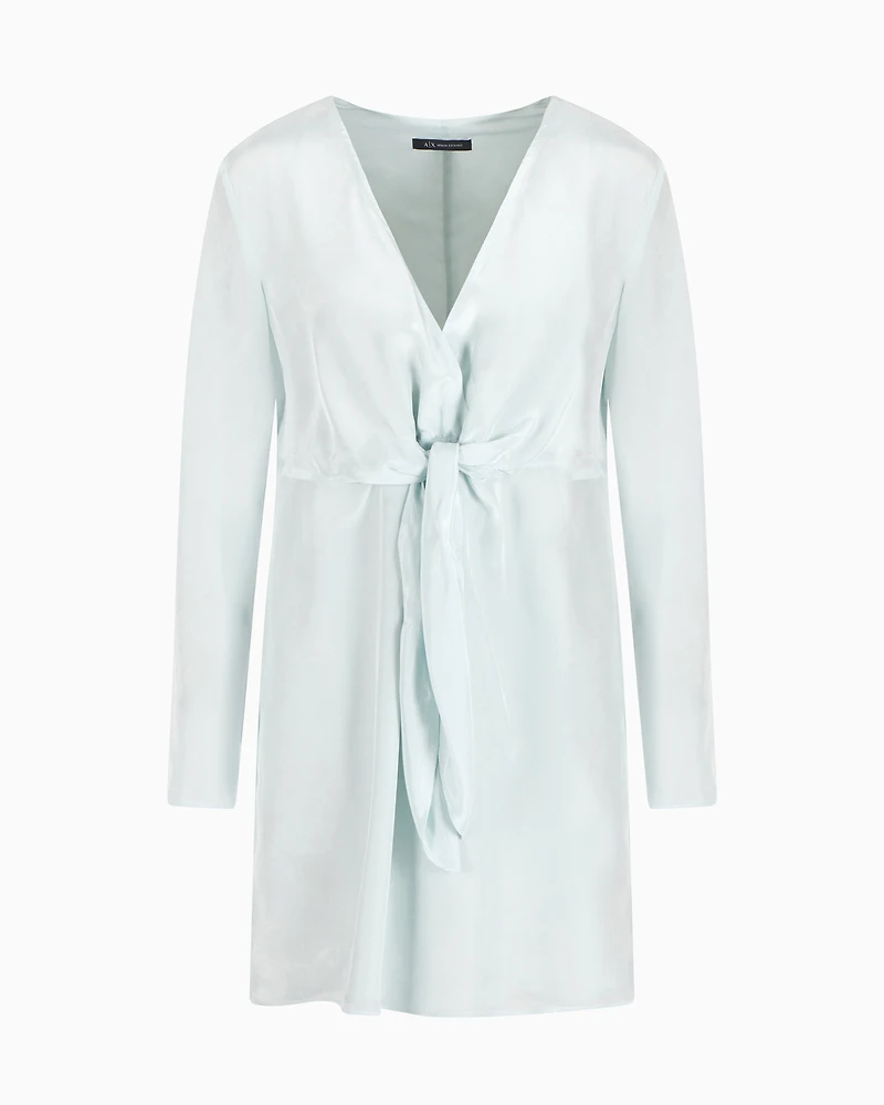 Short viscose dress with bow