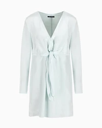 Short viscose dress with bow