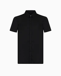 Slim fit short sleeve shirt stretch satin
