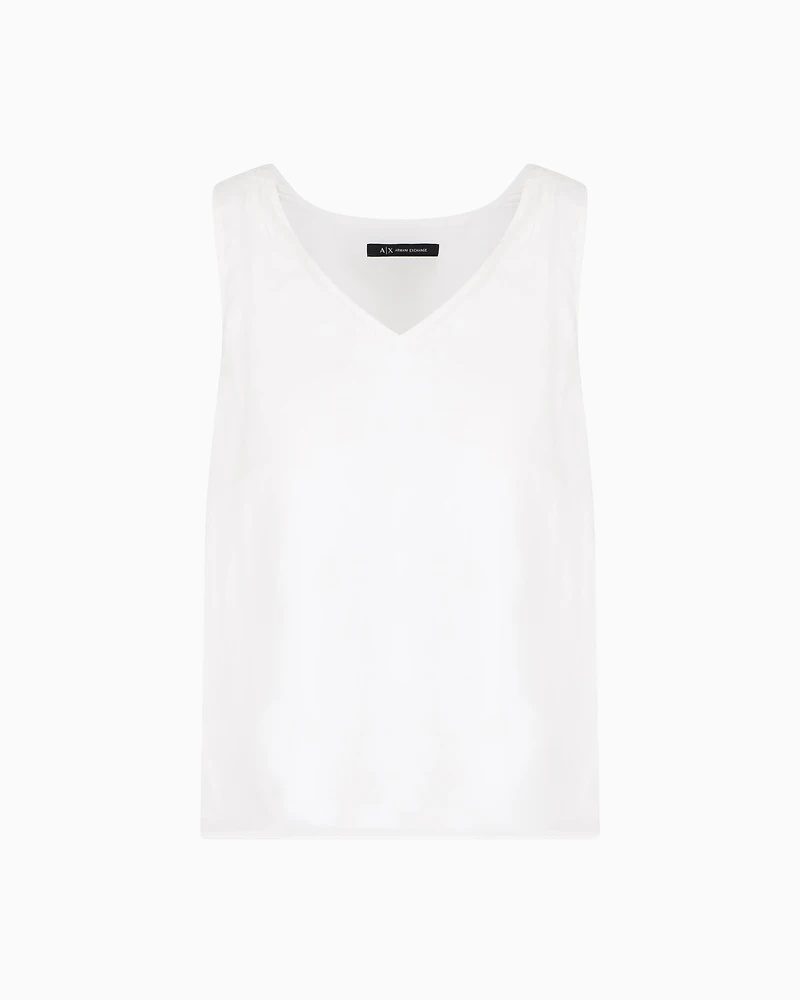 Asymmetrical ramie top with ruffle