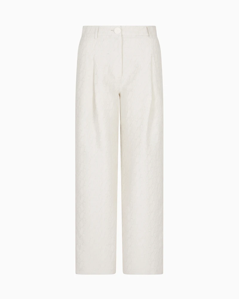 Pleated trousers with allover logo